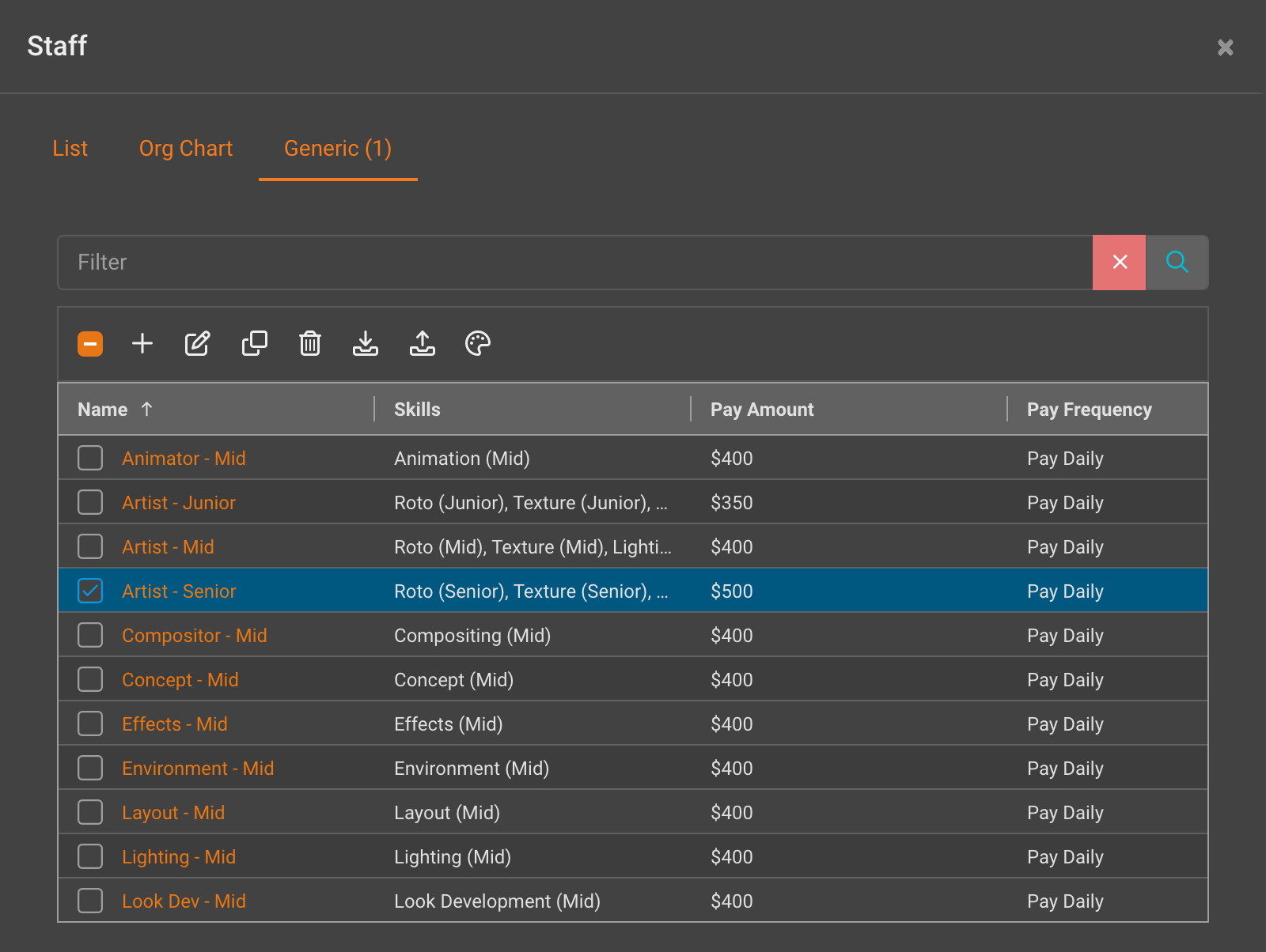 Assign Generic Staff with Rate Cards