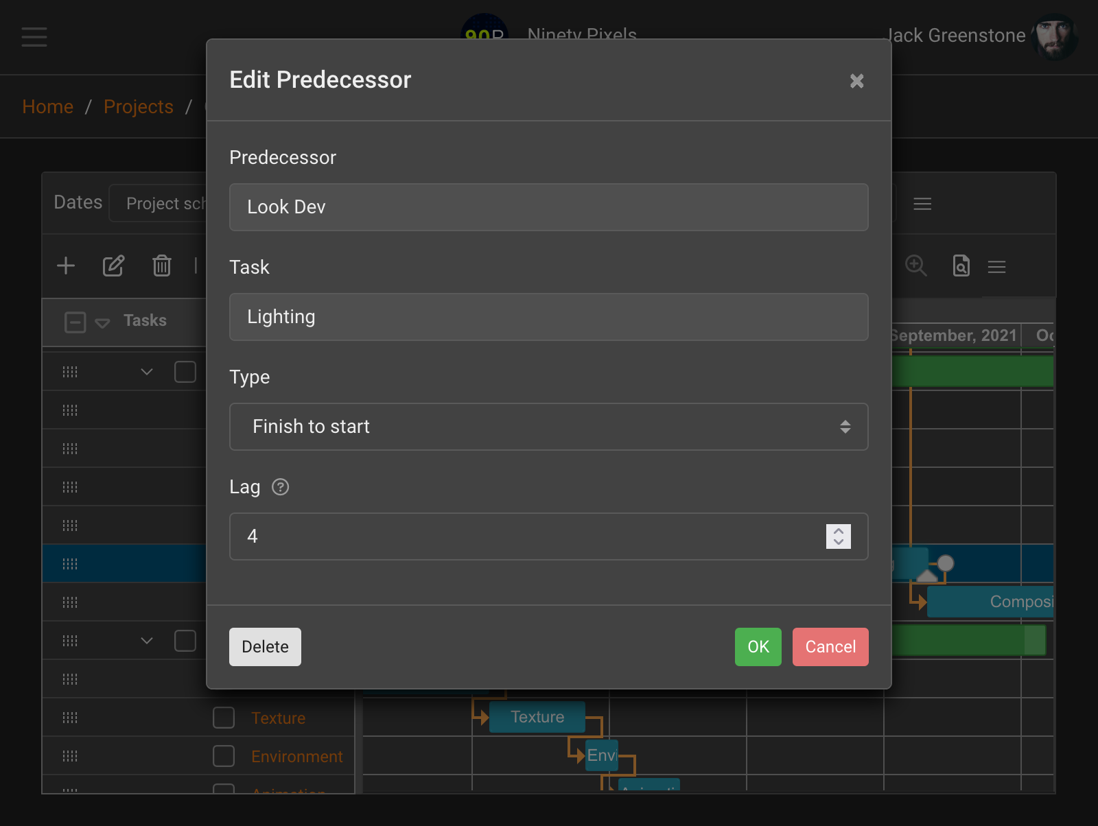 Manage task dependencies with Projectal