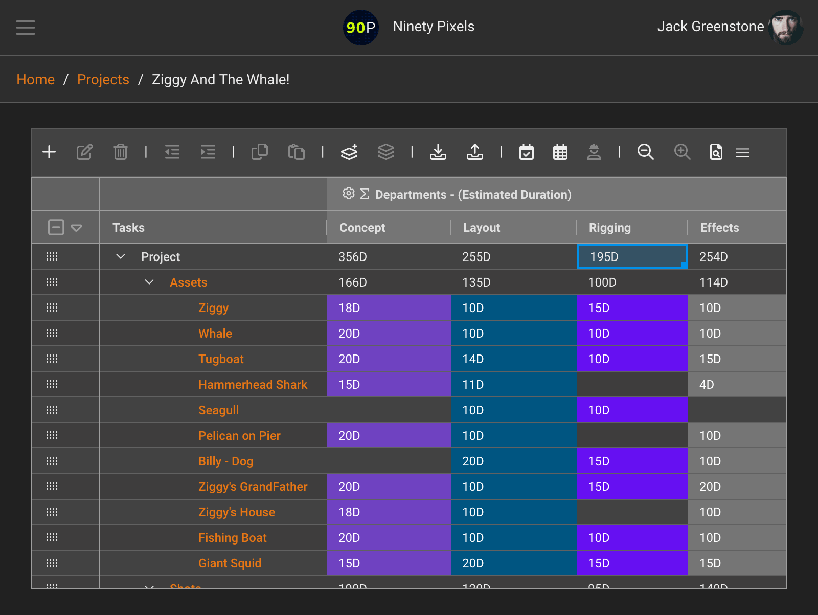 Accurate bidding for animation projects