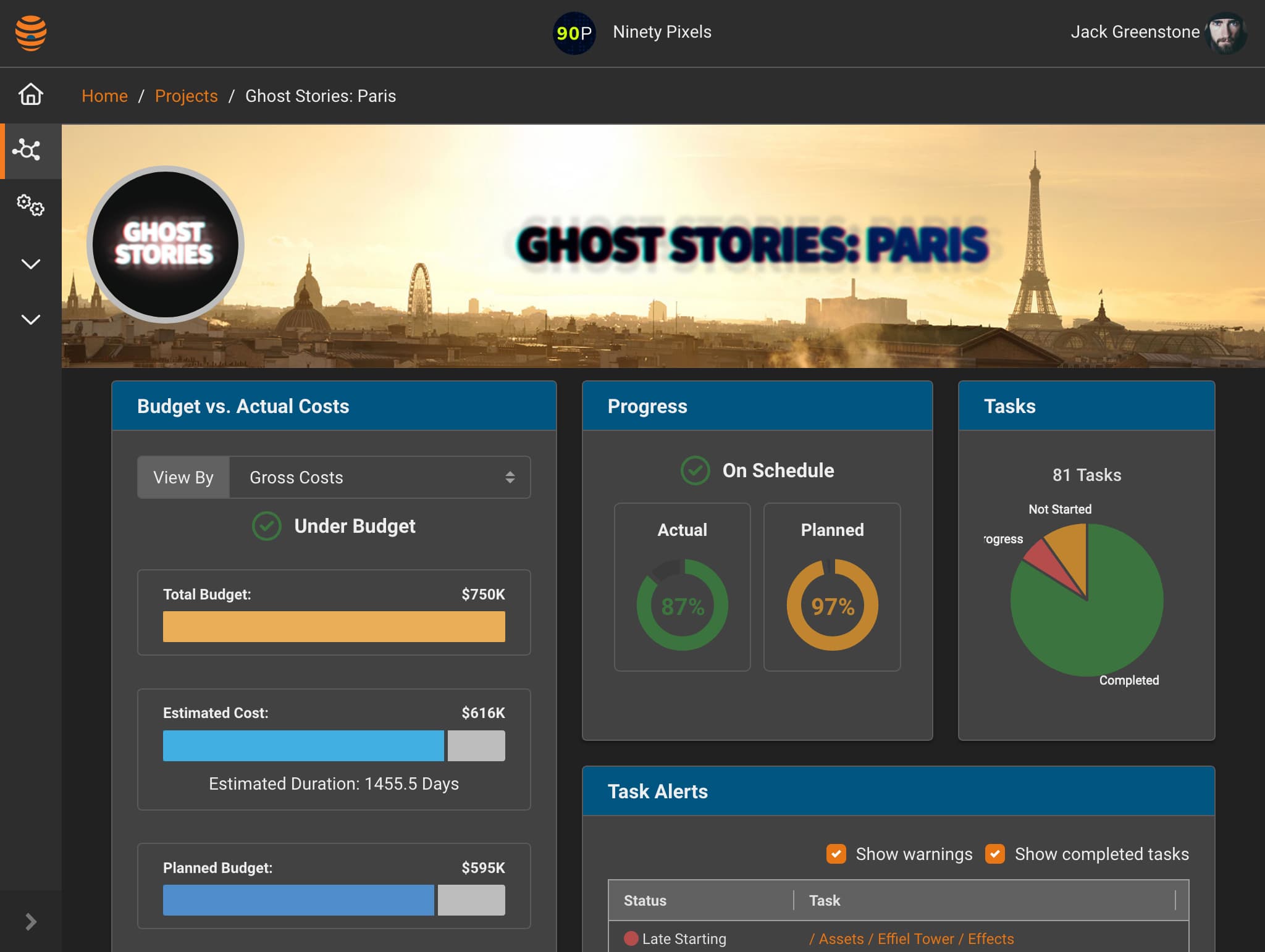 Projectal data mining for VFX studios