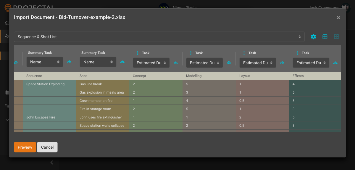 Projectal Bid Import